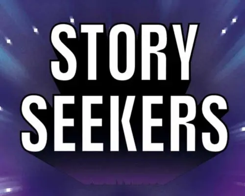 Logo for the Story Seekers oracy and creative literacy project for primary aged pupils.