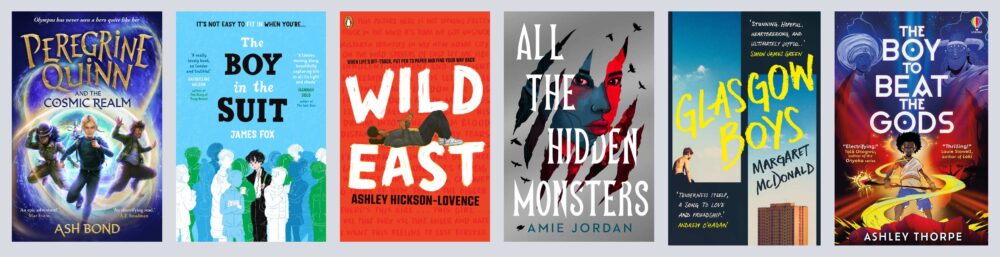Cover shots of the six titles shortlisted for the 2025 Branford Boase Award.