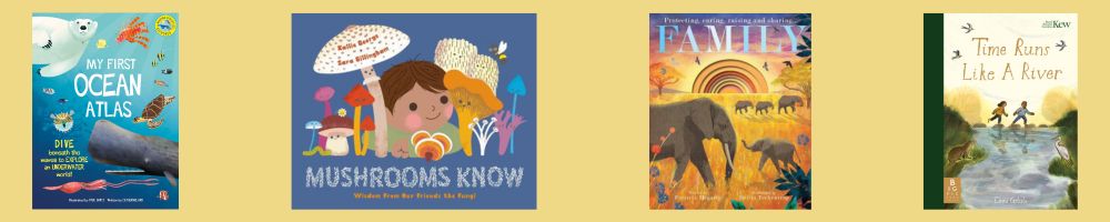 Cover shots of the four titles shortlisted for the Non-Fiction 4-7 category of the English 4-11 Picture Book Awards 2025.