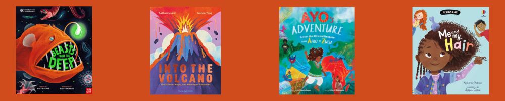 Cover shots of the four titles shortlisted for the Non-Fiction 7-11 category of the English 4-11 Picture Book Awards 2025.