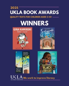 Cover shots of the four winning titles for the UKLA Book Awards 2025