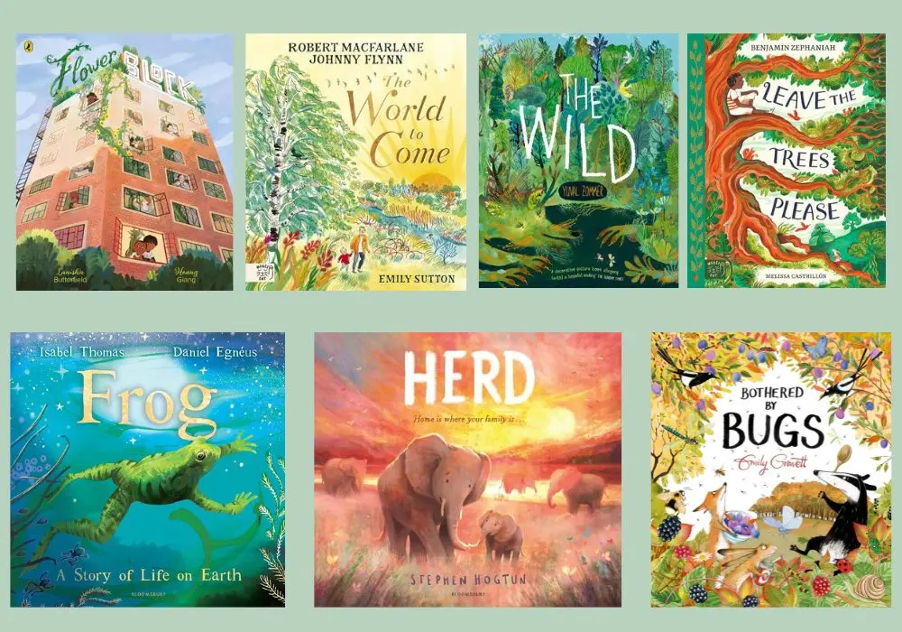 Cover shots of the seven titles shortlisted for the picture book category of the Children's Wainwright Prize 2025