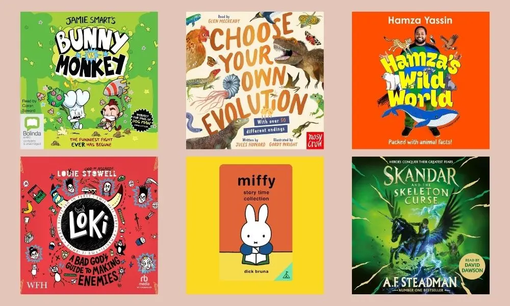 Cover shots of the six titles shortlisted for the Speakies 2025 Best Audiobooks - Children's Books