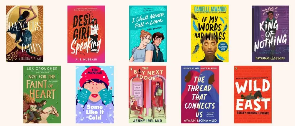 Cover shots of the 10 titles shortlisted for the YA Fiction cateogory of the Diverse Book Awards 2025