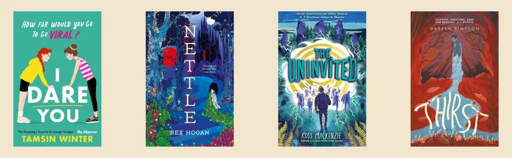 Cover shots of the four titles shortlisted for the Fiction 11+ category of the Spark! School Book Awards 2025-26