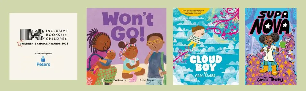 Cover shots of the three winning titles for the Inclusive Books for Children: Children's Choice Awards 2026