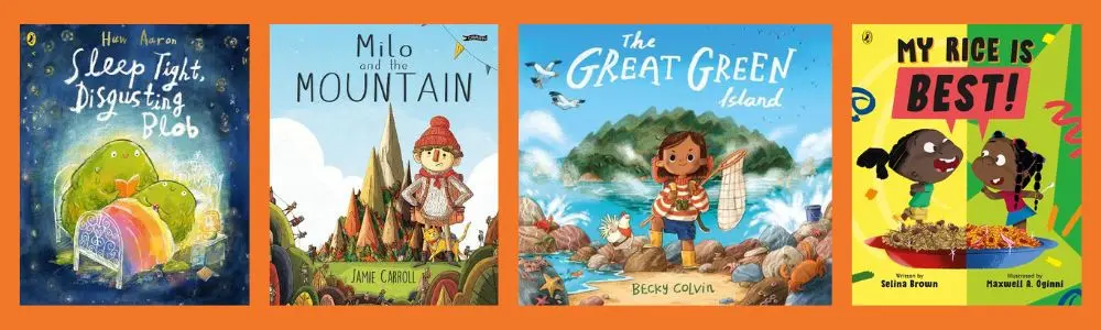 Cover shots of the four titles shortlisted for the Waterstones Children's Book Prize 2026 - Illustrated Books category 