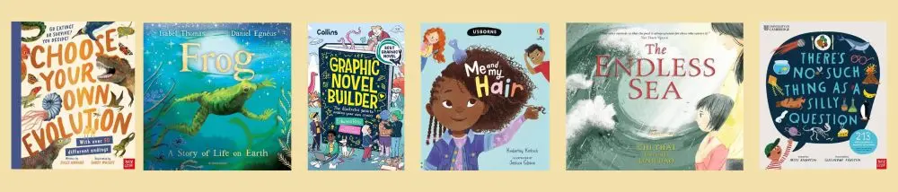 Cover shots of the six titles shortlisted for the UKLA Book Awards 2026 in the information 3-14+ category.