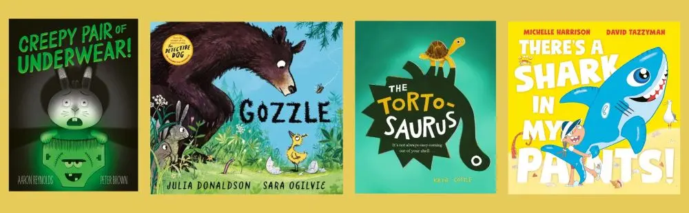 Cover shots of the four titles shortlisted for the Books for Younger Children category of the 2026 Children's Book Award