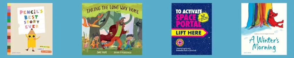 Cover shots of the four titles shortlisted titles for the Fiction 4-7 category of the English 4-11 Picture Book Award 2026