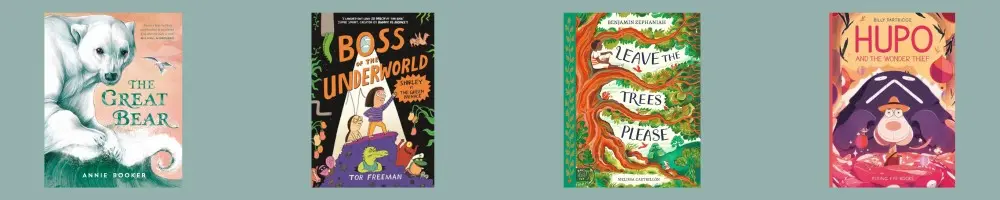 Cover shots of the four titles shortlisted titles for the Fiction 7-11 category of the English 4-11 Picture Book Award 2026