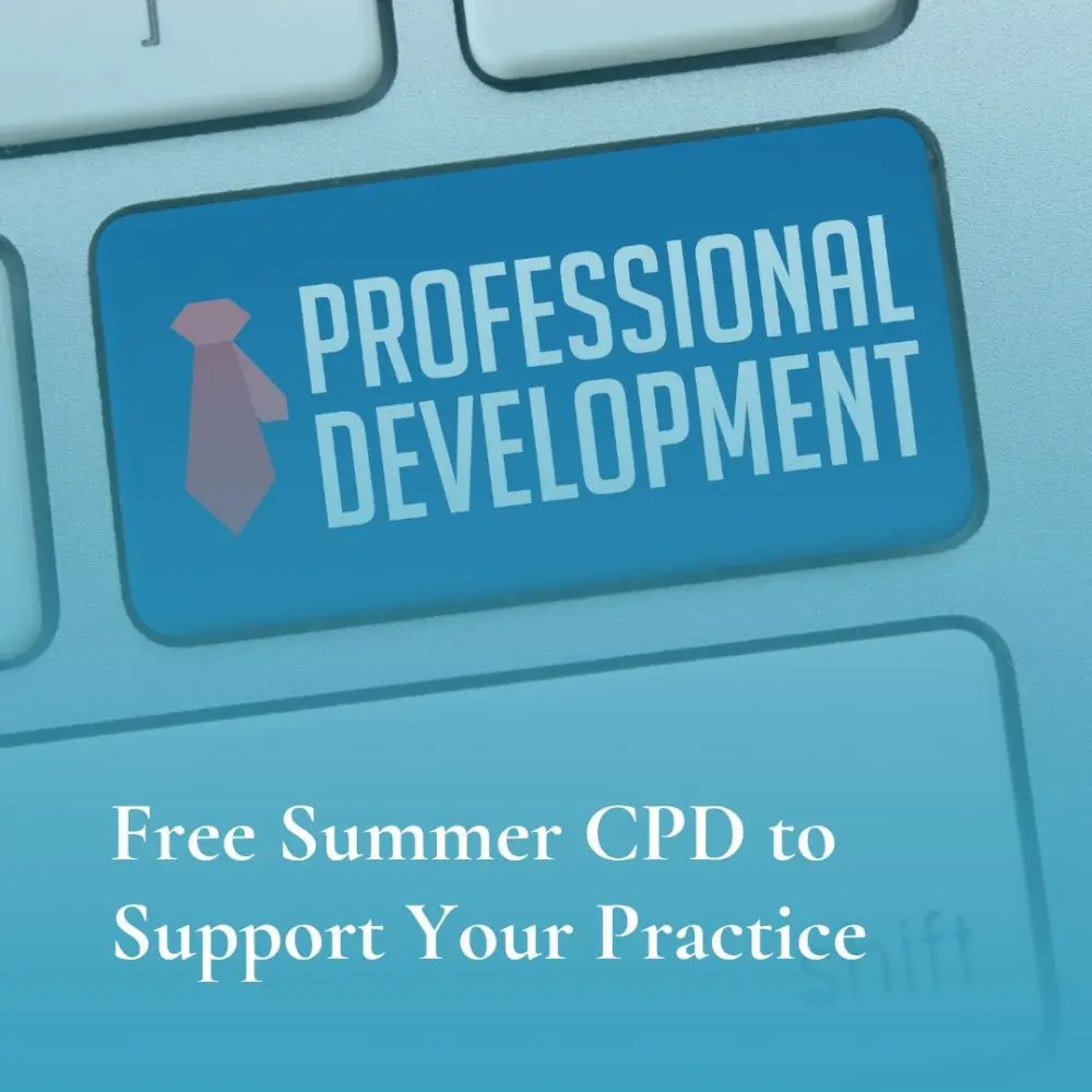 Graphic showing part of a computer keyboard with a key saying 'professional development'.
