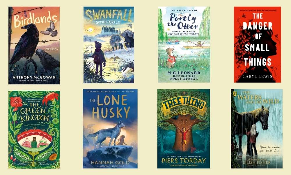 Cover images of the 8 titles shortlisted for the Children's Wainwright Prize for Fiction 2026