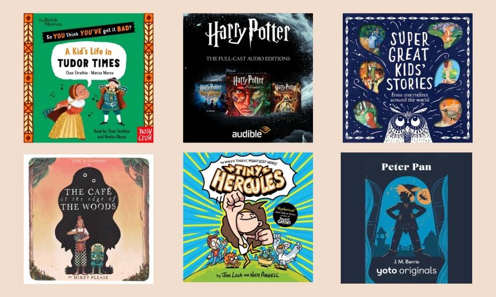 Cover shots of the six titles shortlisted for the Children's Audiobook category of the 2026 Speakies.