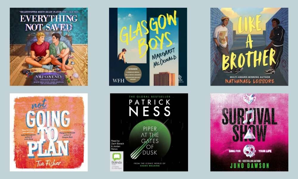 Cover shots of the six titles shortlisted for the YA Audiobook category of the 2026 Speakies.