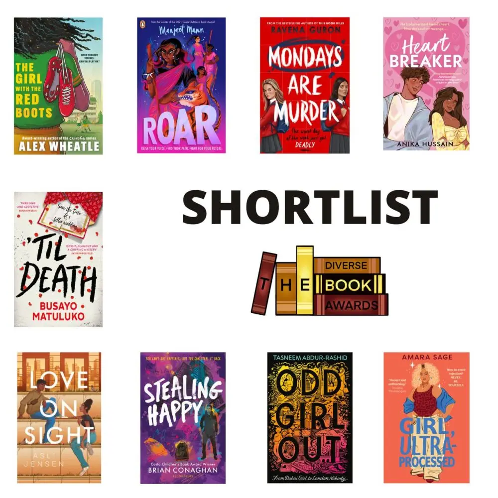 Cover shots of the nine titles shortlisted for The Diverse Book Awards 2026: YA Fiction category