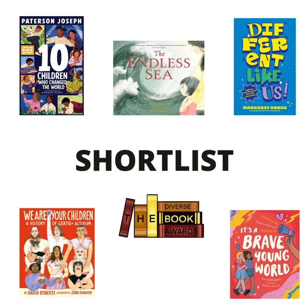 Cover shots of the five titles shortlisted for The Diverse Book Awards 2026: Non-Fiction category